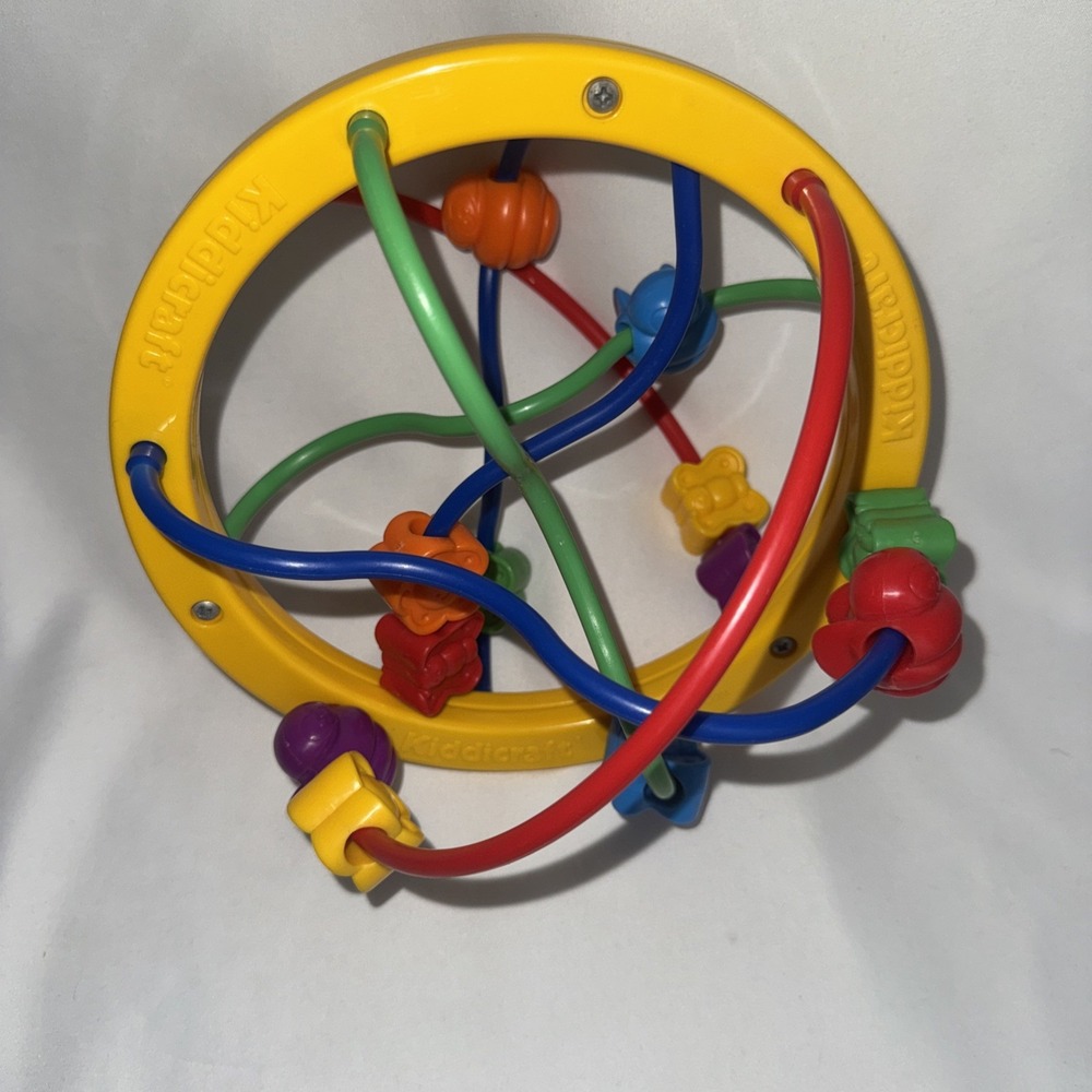 Kiddicraft Bead Ball Puzzle Ball Baby Toy Bright Colors Vintage Plastic Learning - Picture 3 of 9